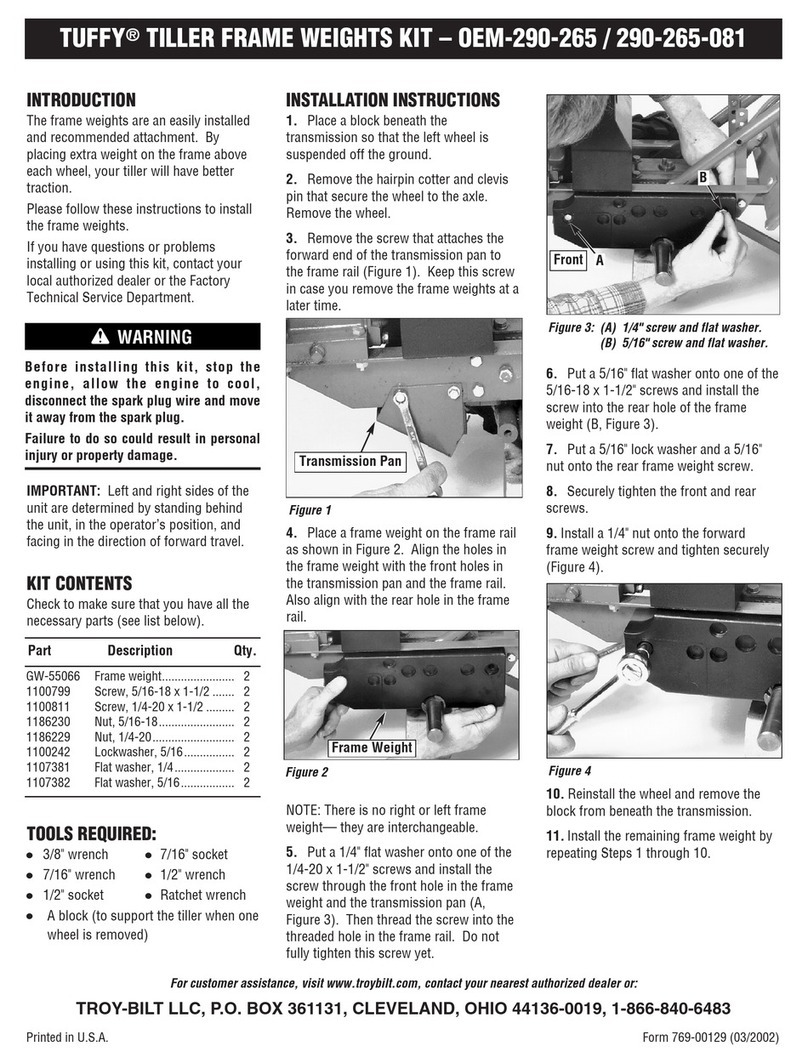 Troy-Bilt TUFFY OEM-290-265 installation instructions