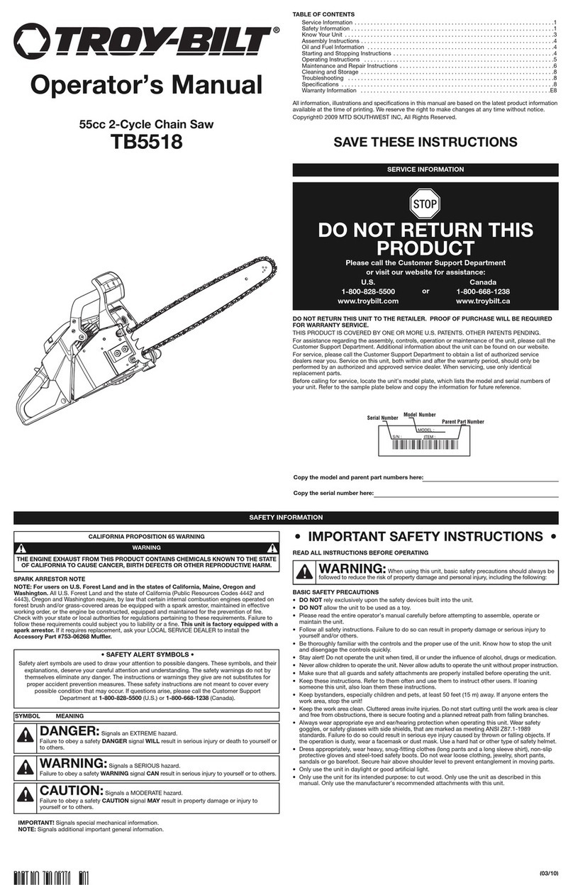 Troy-Bilt TB5518 User manual