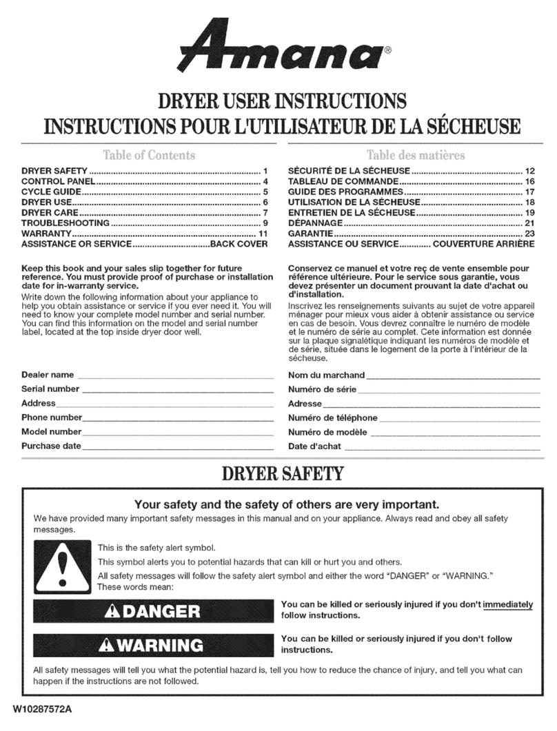 Amana Dryer User manual