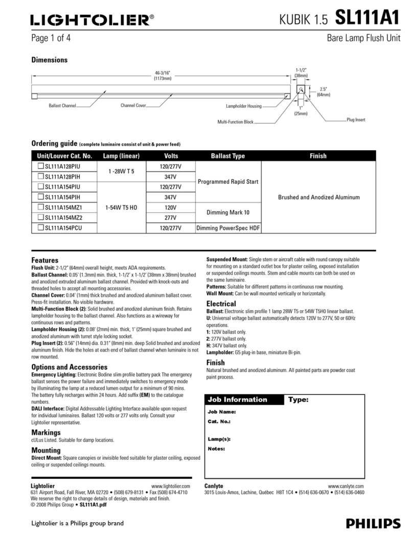 Philips Lightolier Kubik 1.5 SL111A1 User manual
