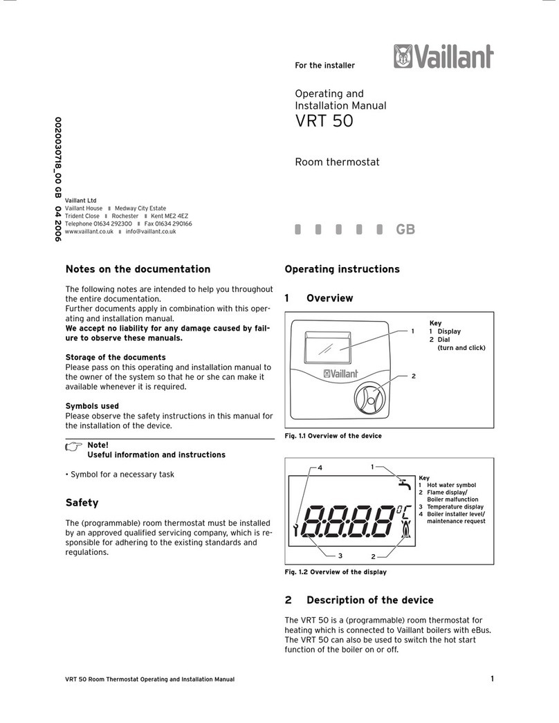Vaillant VRT 50 OPERATING AND INSTALLATION Manual