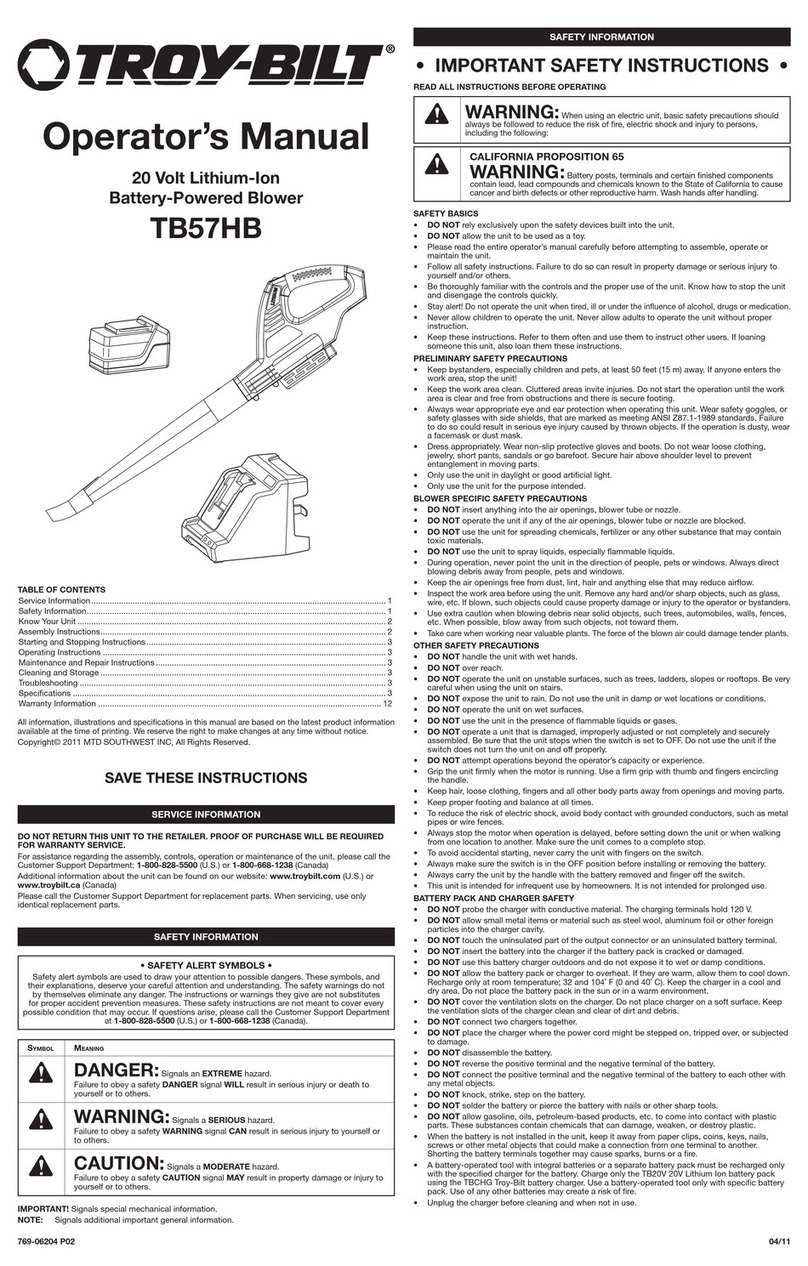 Troy-Bilt TB57HB User manual
