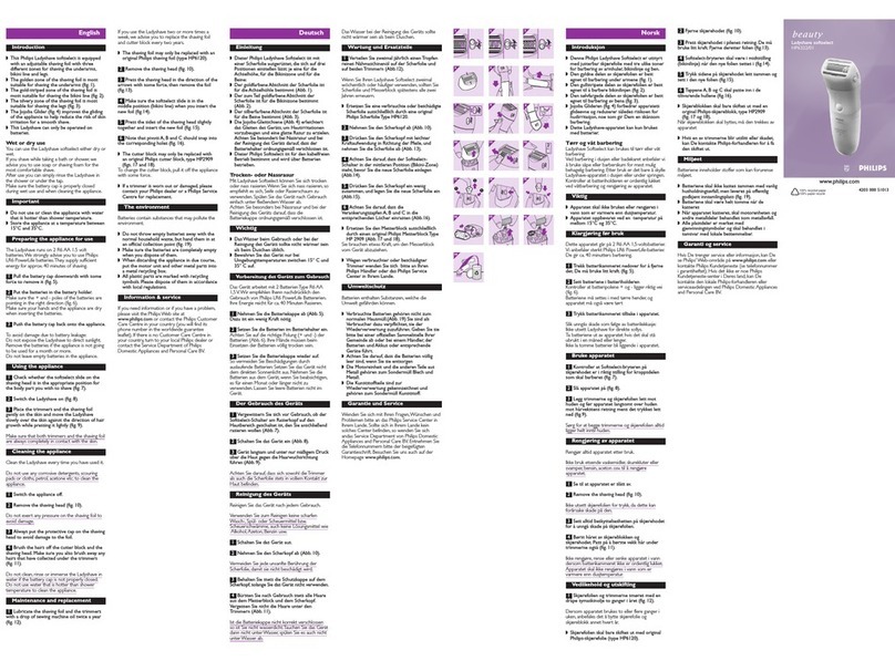 Philips Ladyshave softselect HP6322/01 User manual