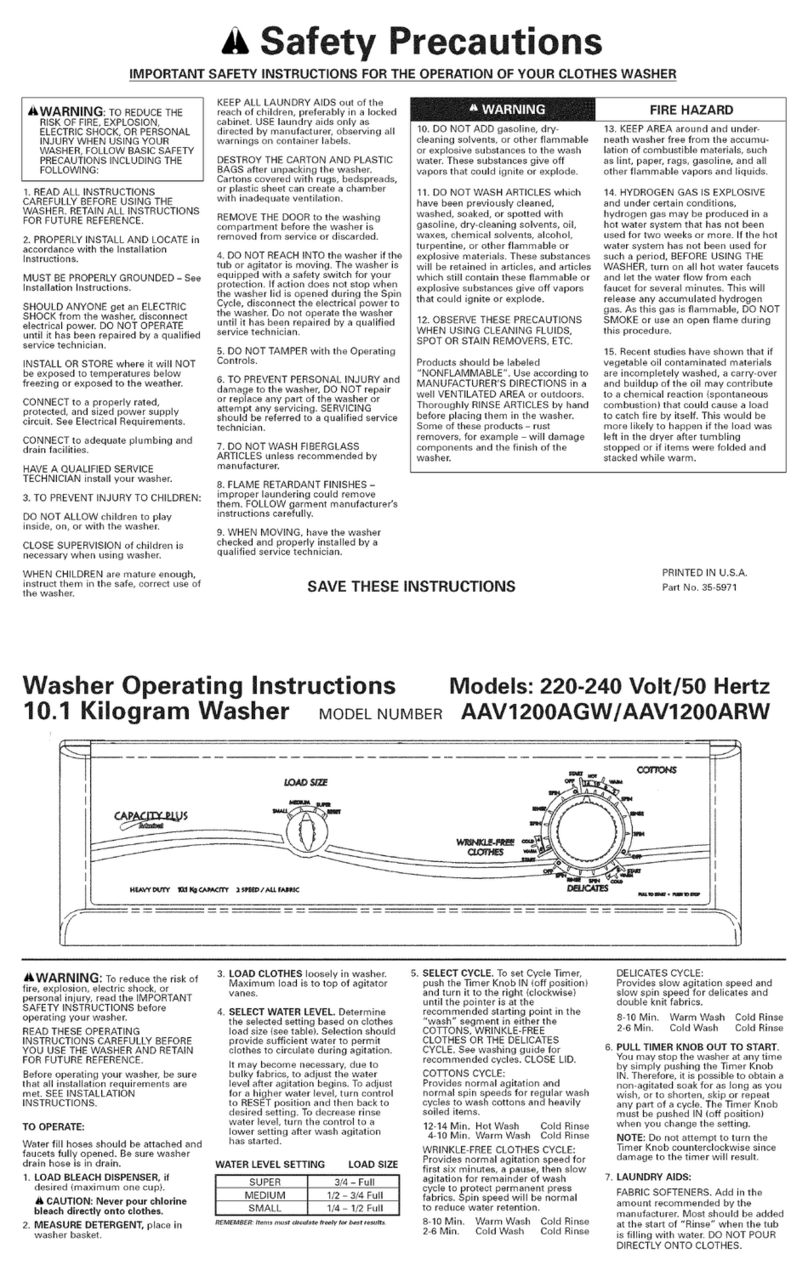 Admiral AAV1200AGW User manual Admiral AAV1200AGW User manual