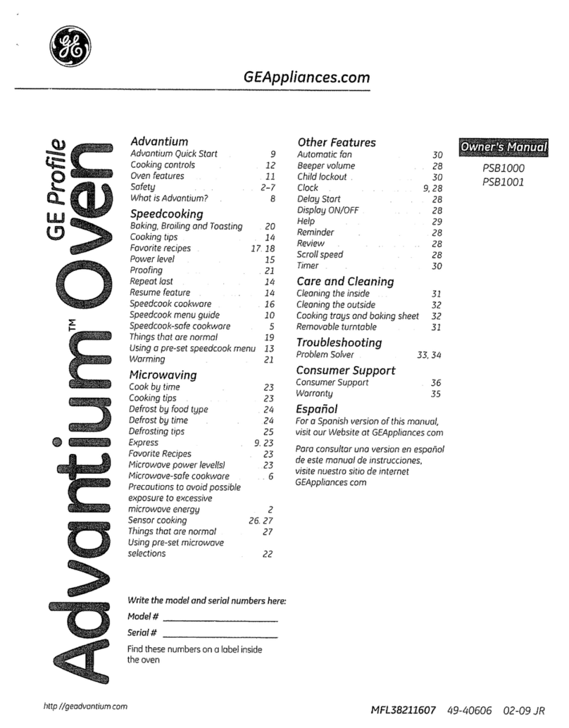GE Profile Advantium PSB1001 User manual