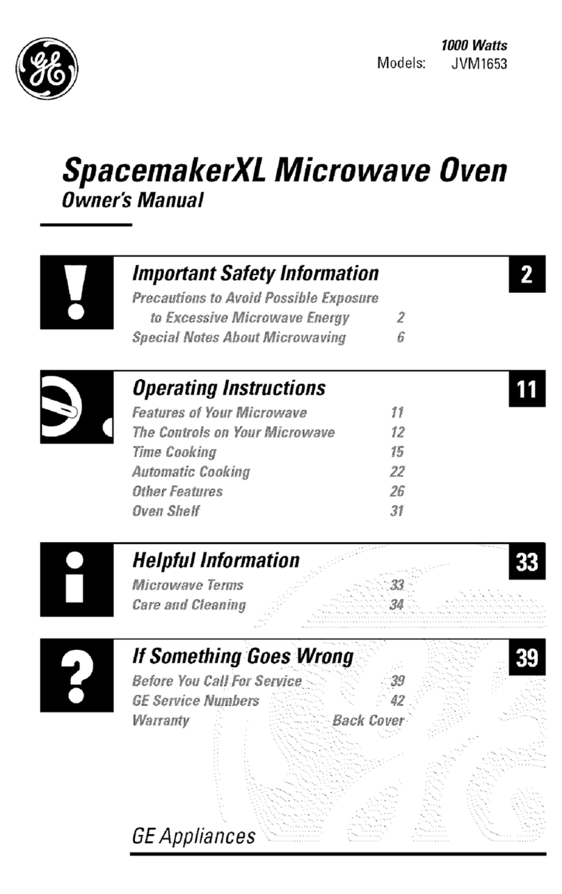 GE SpacemakerXL JVM1653 User manual