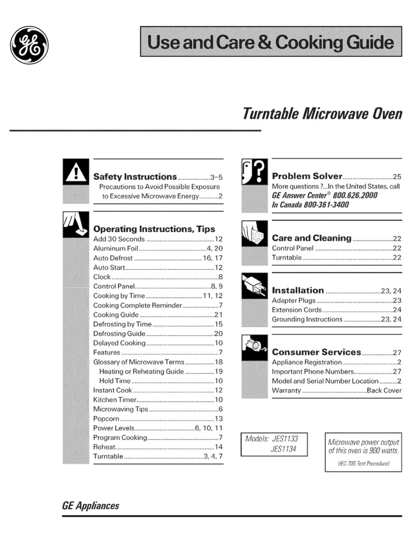 GE JES1133WN Use and care manual