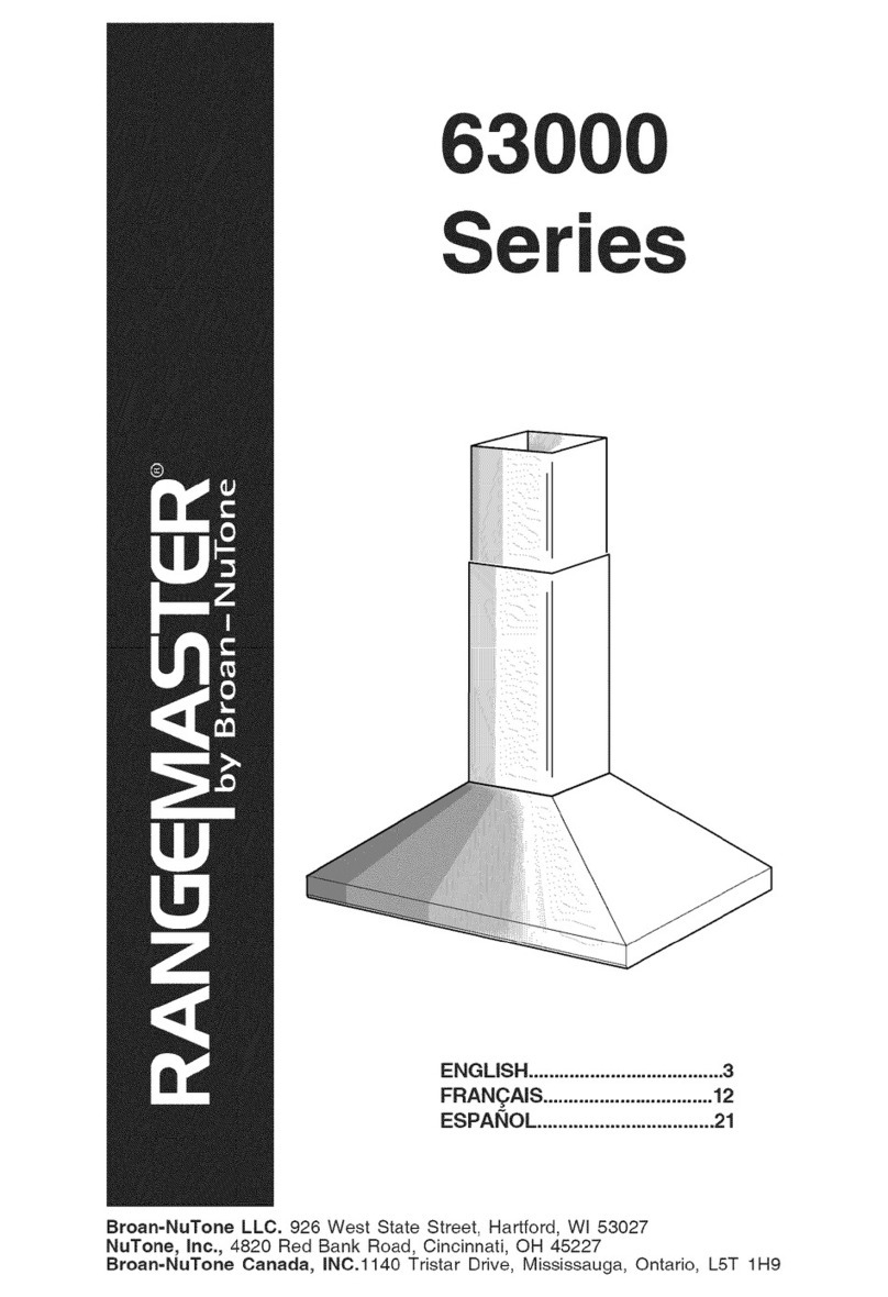 Broan RANGEMASTER 63000 Series User manual