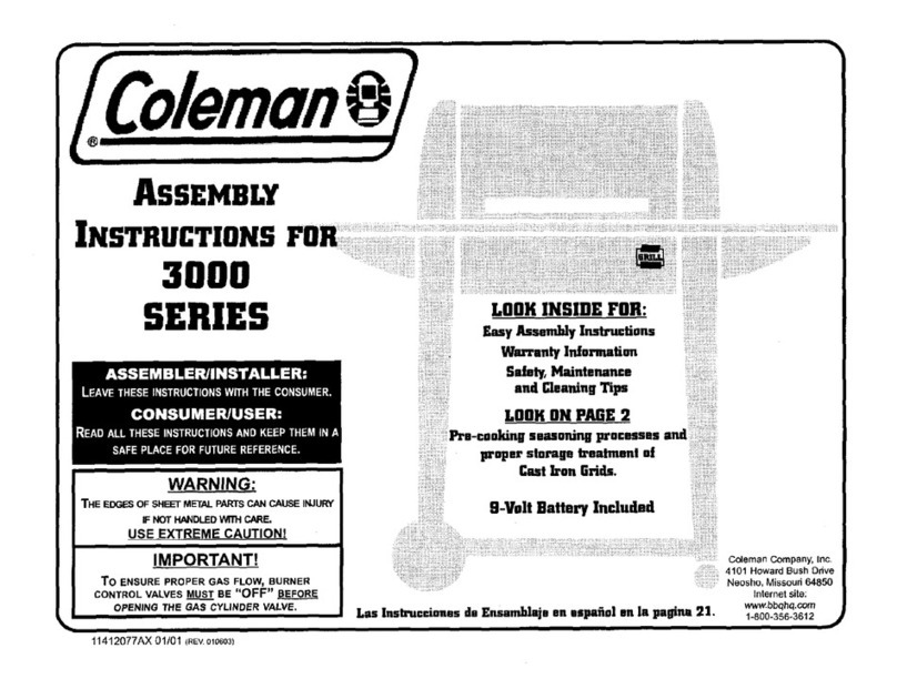 Coleman 3000 SERIES Assembly instructions