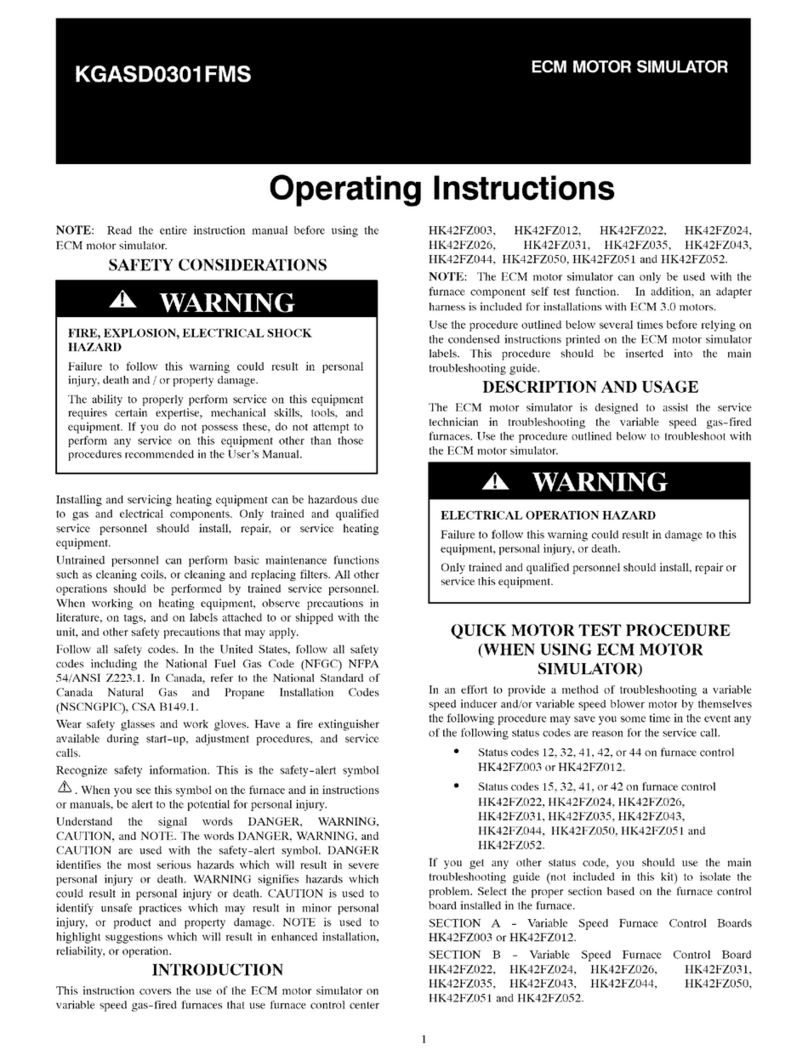 Bryant KGASD0301FMS operating instructions