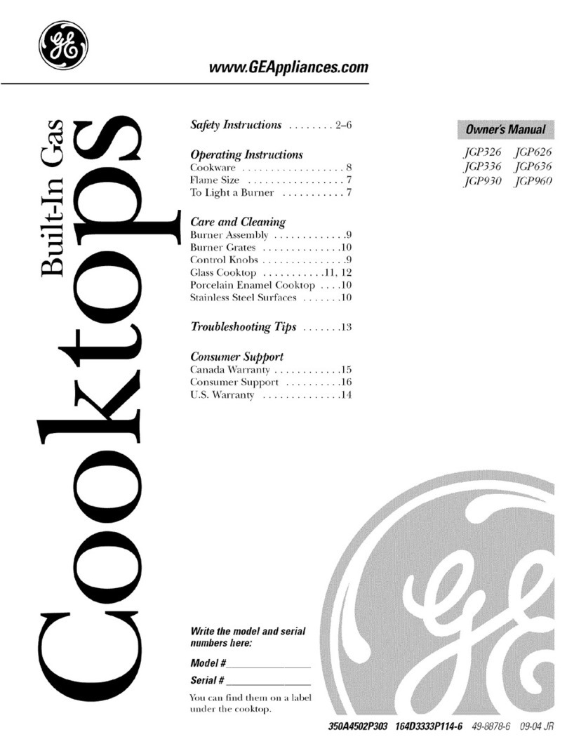 GE JGP326 owner's manual