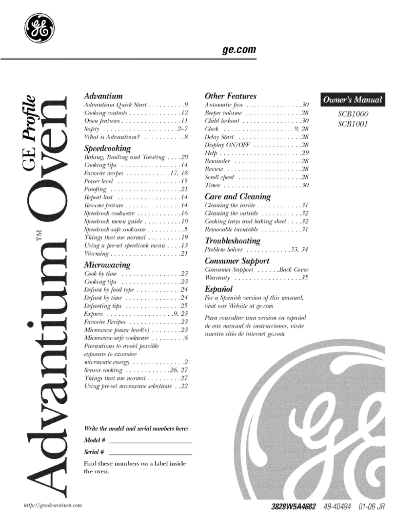 GE Profile advantium SCB1000 owner's manual