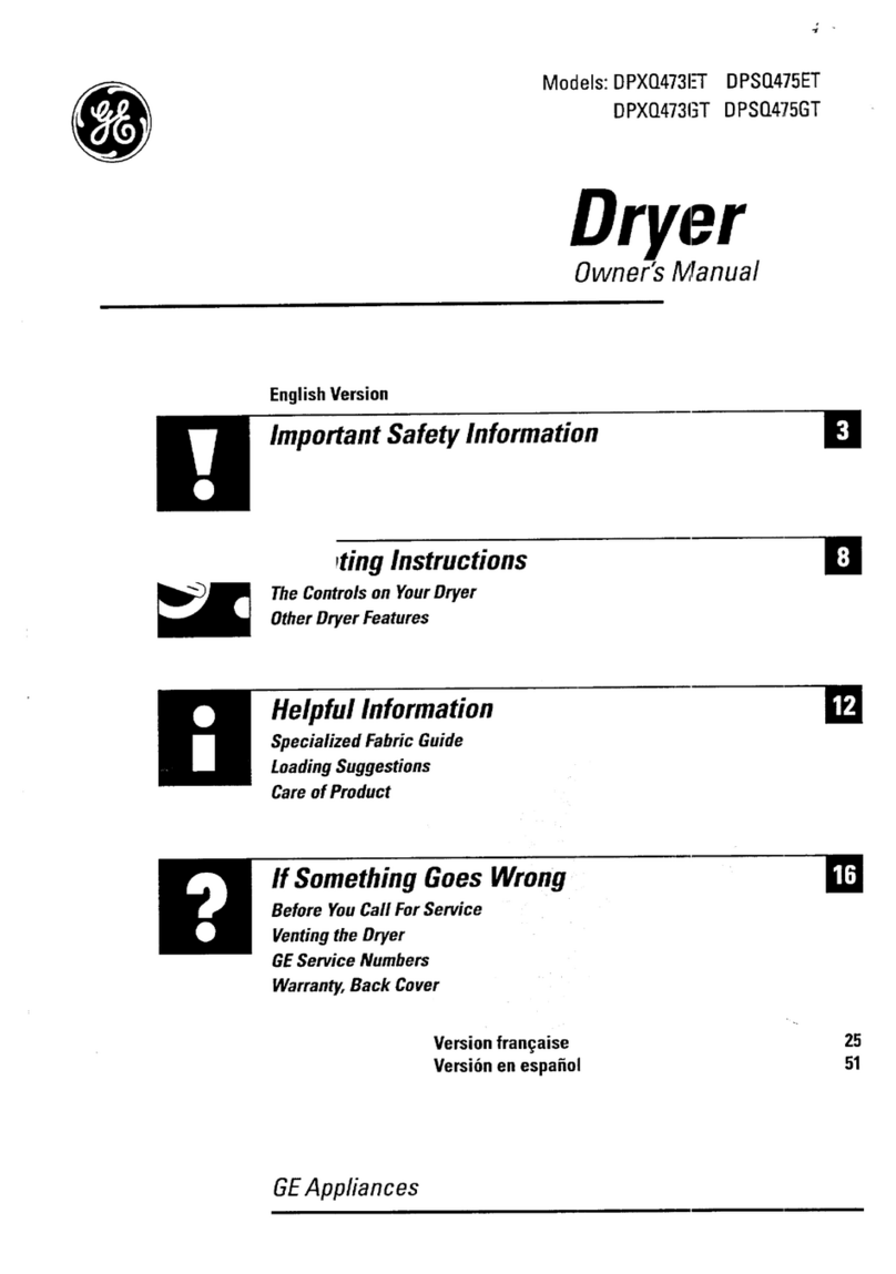 GE DPXQ473GT User manual