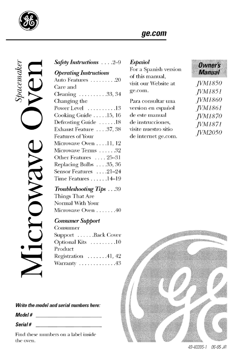 GE Spacemaker JVM1871 User manual