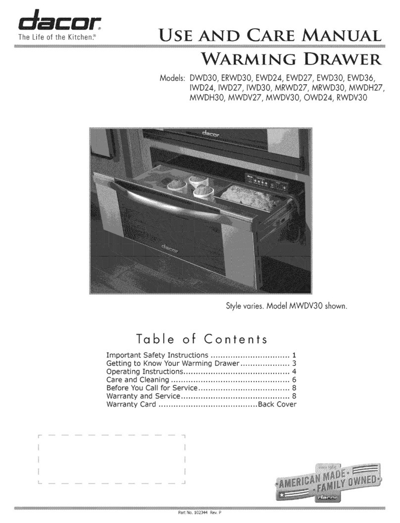 Dacor DWD30 User manual Dacor DWD30 User manual
