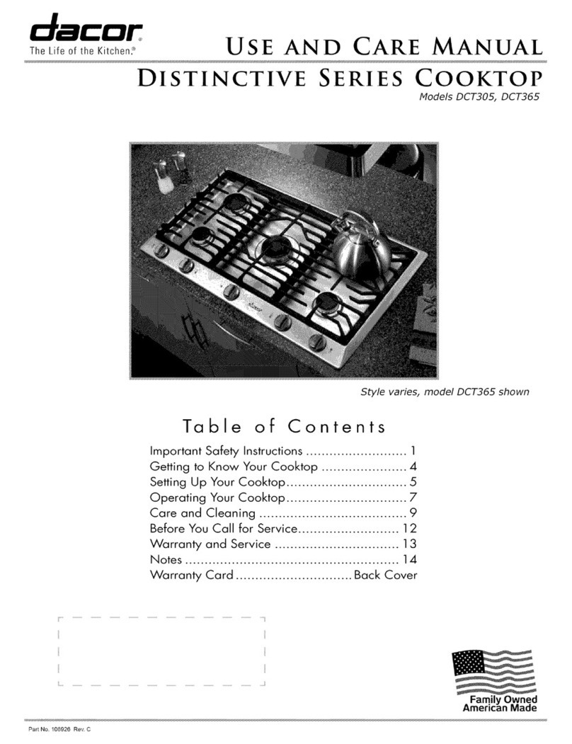 Dacor Distinctive DCT305 use and care manual