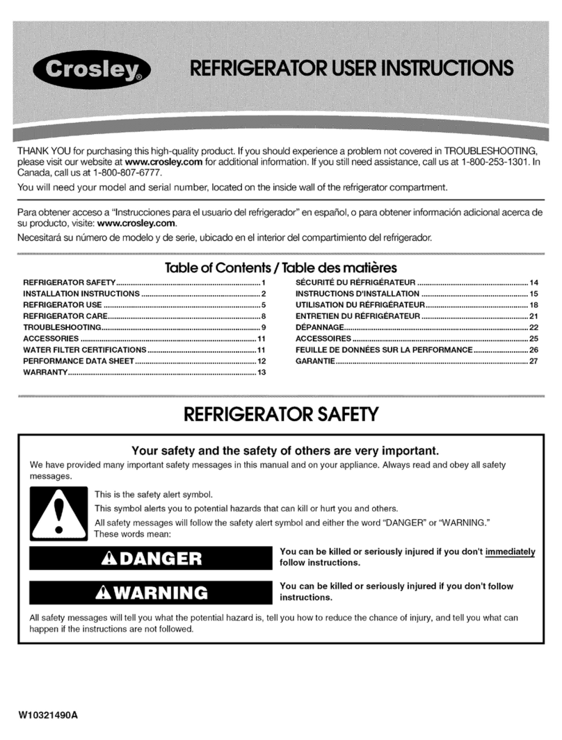 Crosley Refrigerator User manual