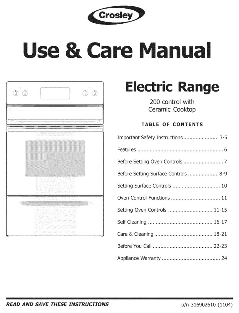 Crosley 316902610 Use & care manual