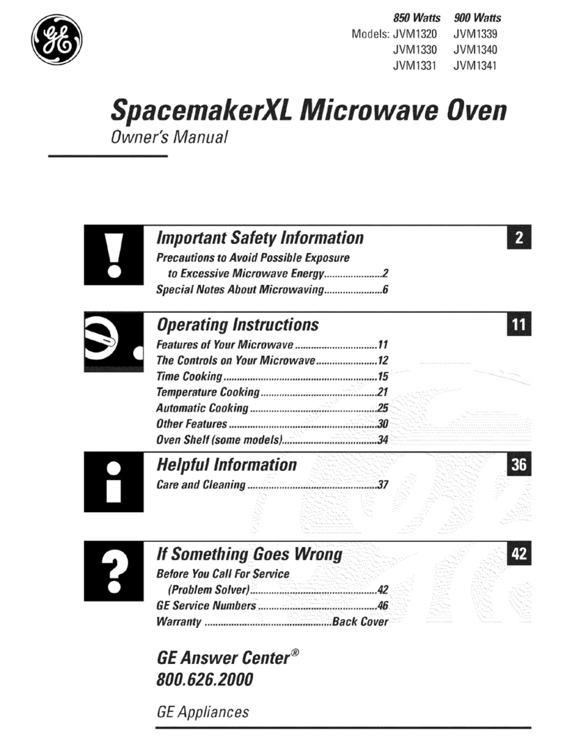 GE SpacemakerXL JVM1320 User manual