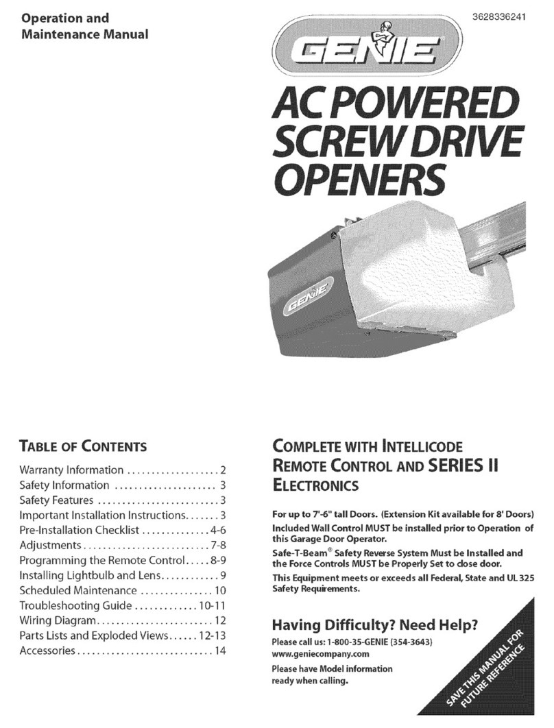 Genie AC POWERED SCREW DRIVE OPENERS Operation and maintenance manual Genie AC POWERED SCREW DRIVE OPENERS Operation and maintenance manual