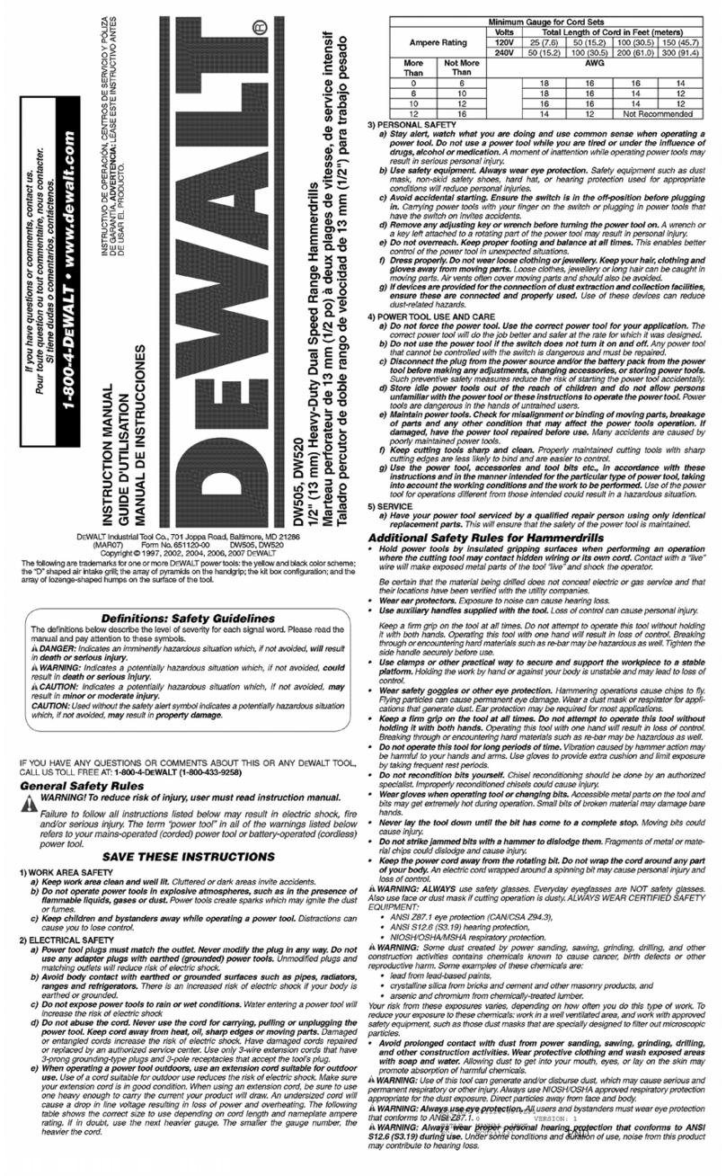 DeWalt DW505 instruction manual