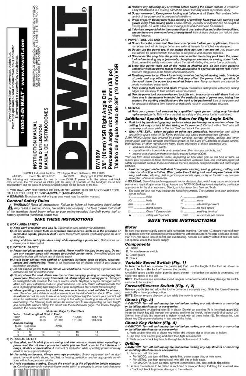 DeWalt DW160V instruction manual