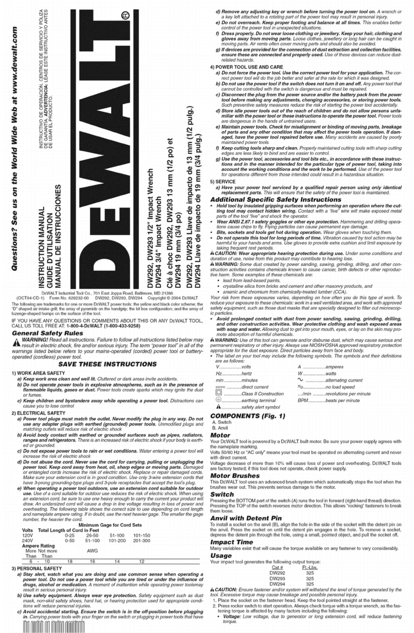DeWalt DW292 instruction manual