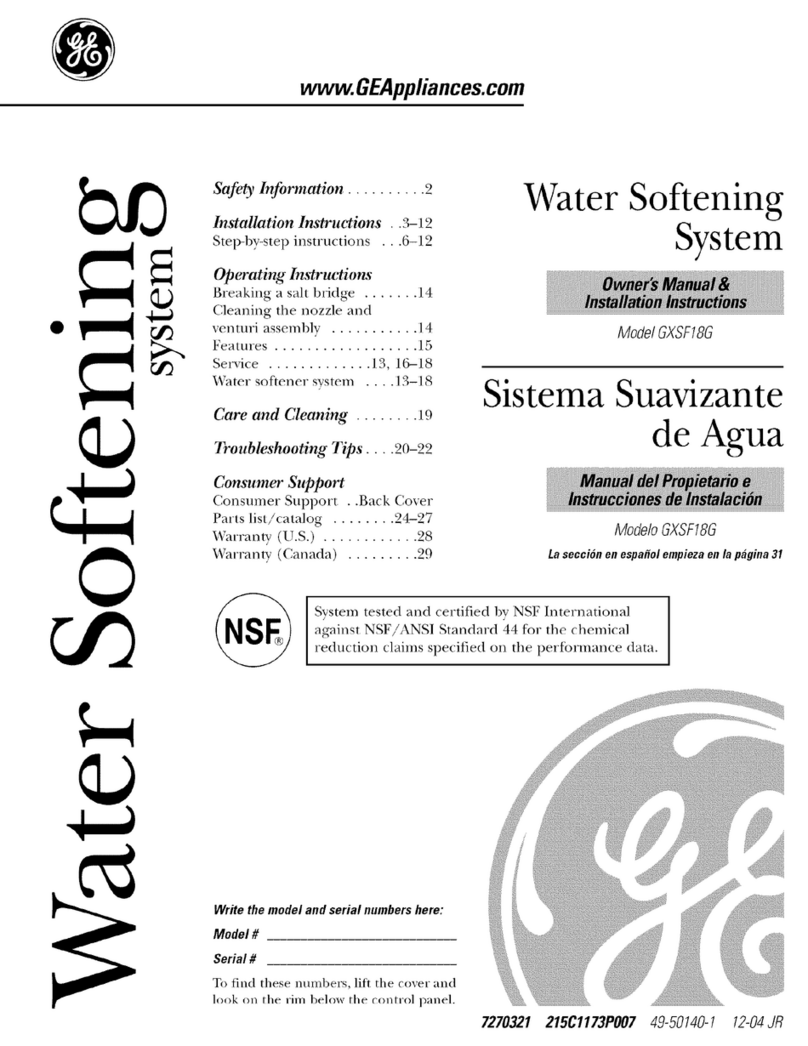 GE SmartWater GXSF18G Original instructions GE SmartWater GXSF18G Original instructions