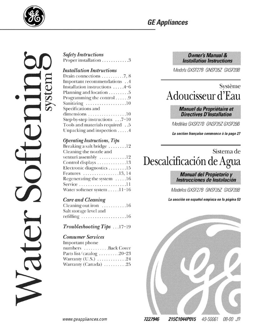 GE SmartWater GXSF27B Owner's Manual & Installation Instructions