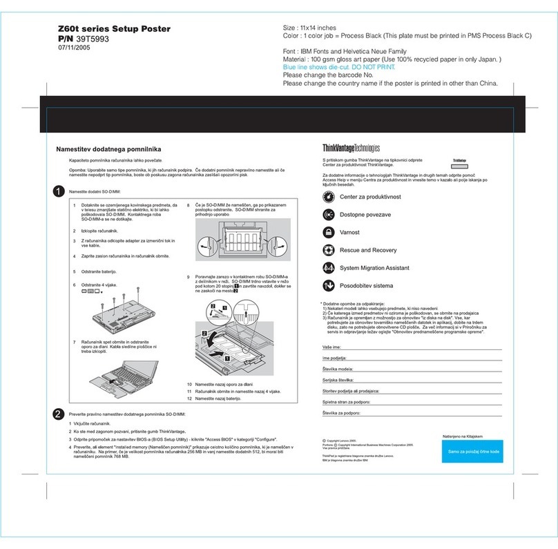 Lenovo ThinkPad Z60t Series Instruction sheet Lenovo ThinkPad Z60t Series Instruction sheet