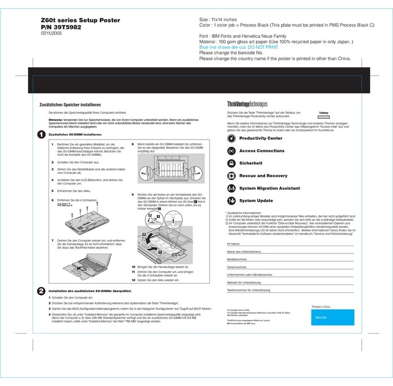Lenovo ThinkPad Z60t Series User manual