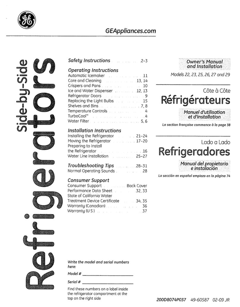 GE GSHF9NGYACBB and Safety guide