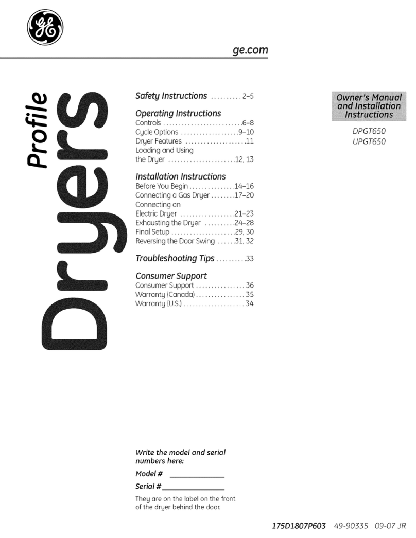GE Profile DPGT650 Operating instructions