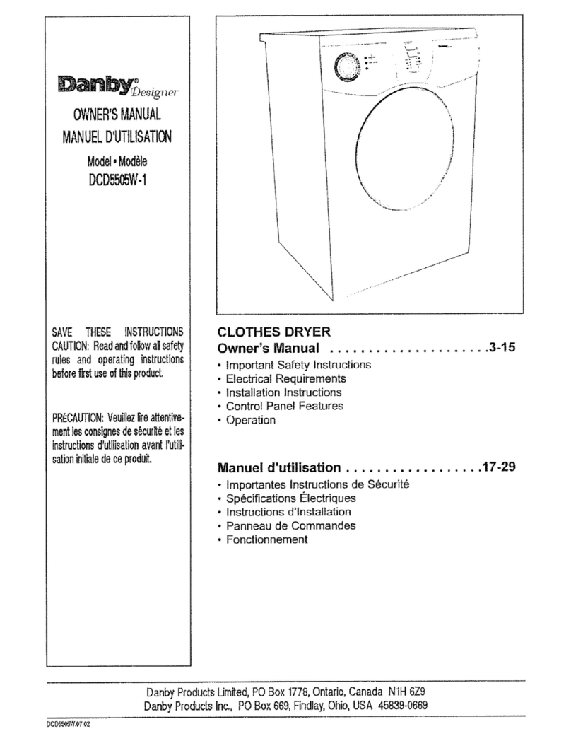 Danby DCD5505W-1 USA ONLY owner's manual