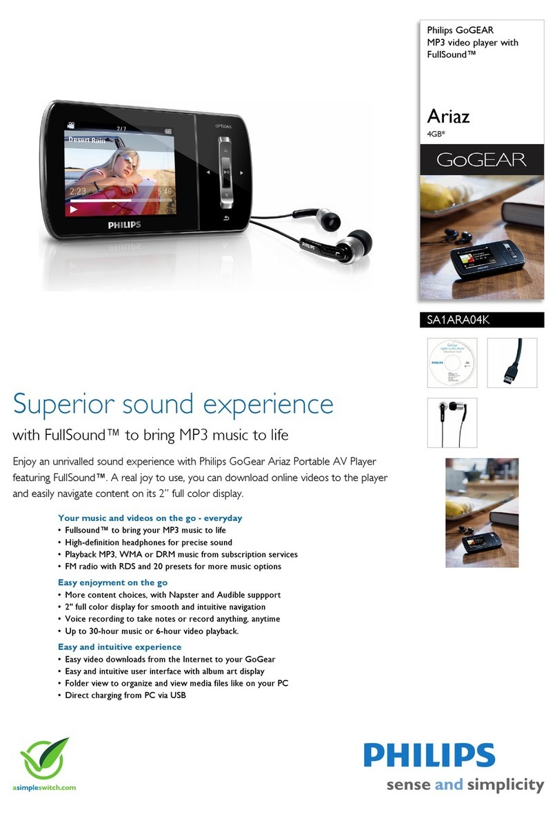 Philips GoGear SA1ARA04K Specifications