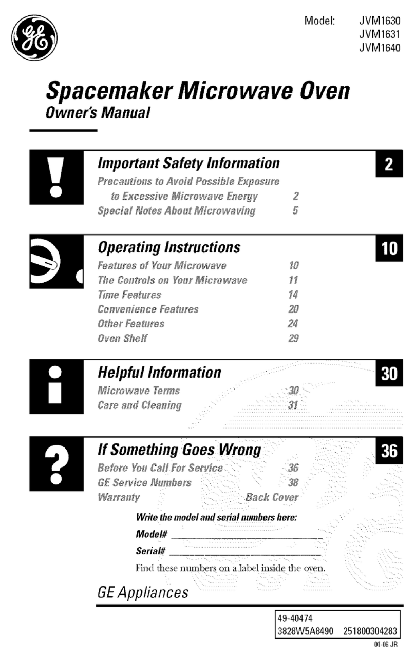 GE SpacemakerXL JVM1630 User manual GE SpacemakerXL JVM1630 User manual