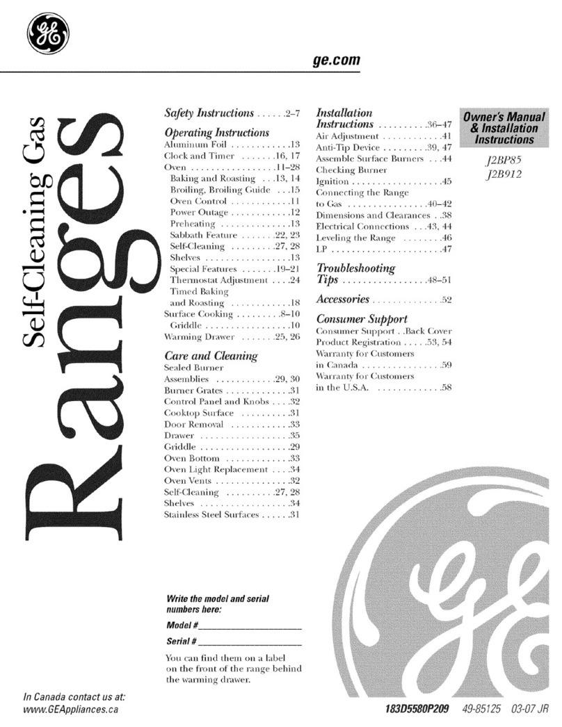 GE Profile J2B912 User manual
