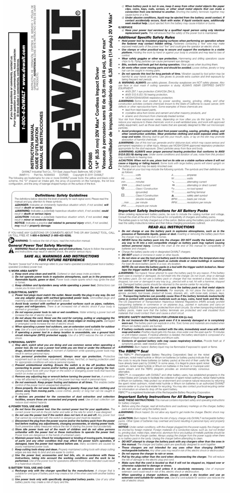DeWalt DCF885C2 User manual