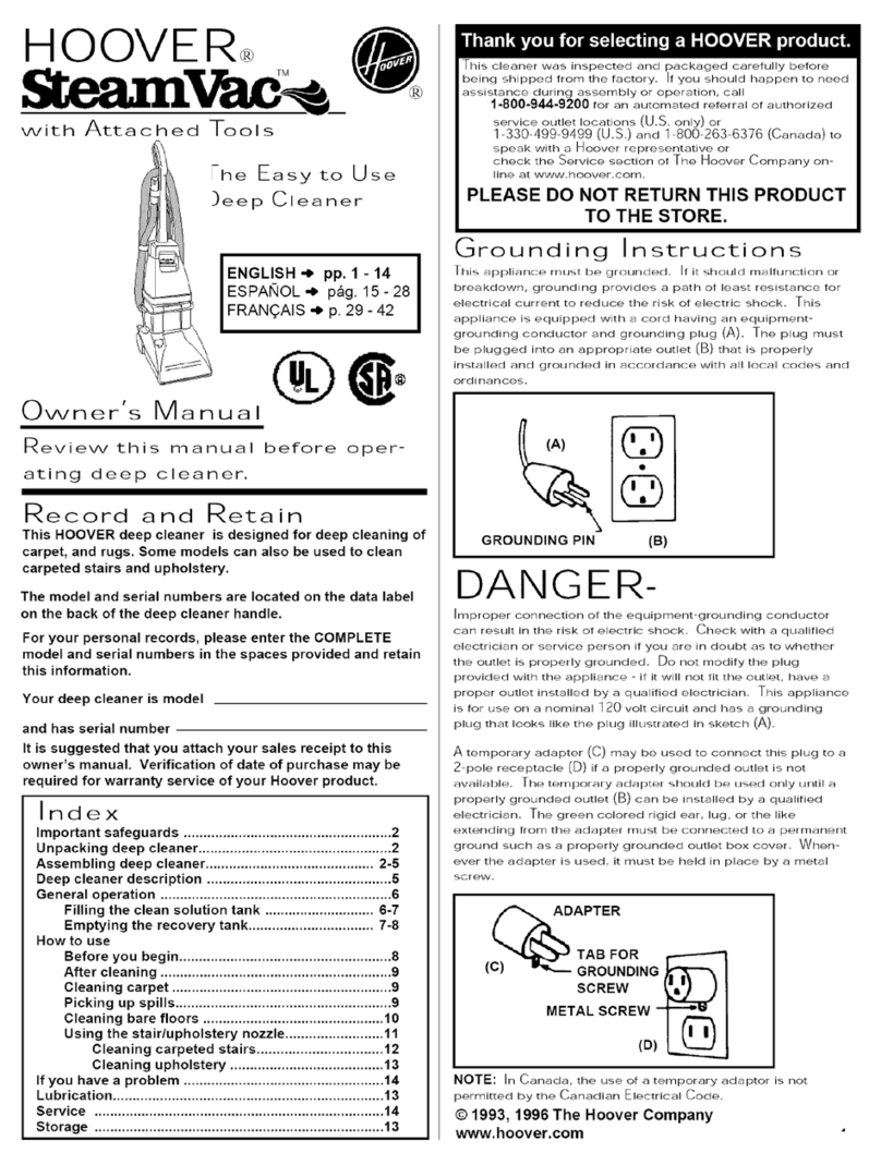 Hoover SteamVac F5837900 User manual