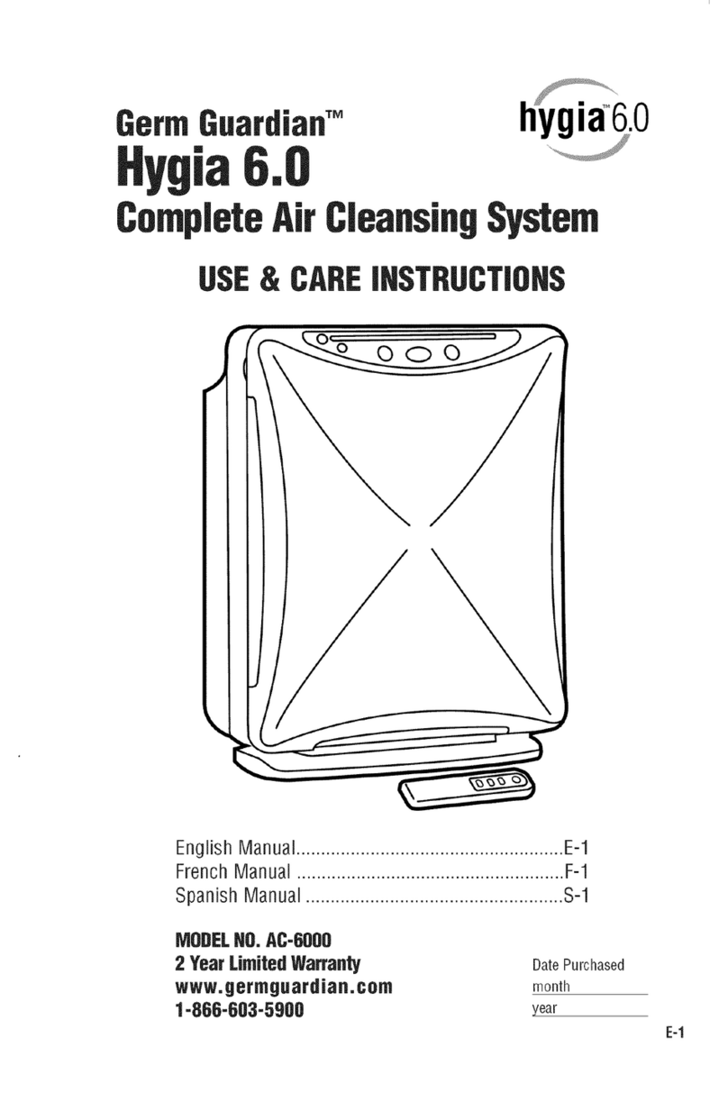 Germguardian Hygia 6.0 AC-6000 Use & care instructions
