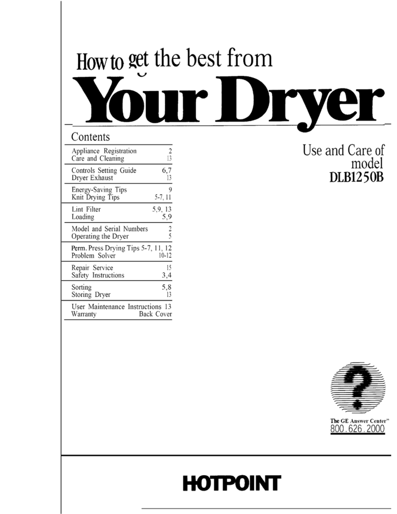 Hotpoint DLB1250B Use and care guide