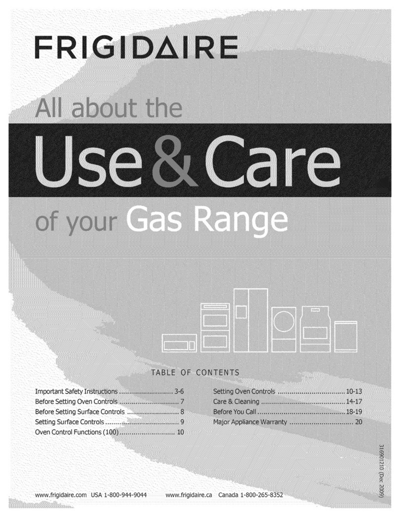Frigidaire Gas Range Owner's manual Frigidaire Gas Range Owner's manual