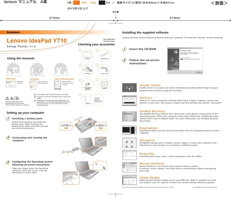 Lenovo Y710 - IdeaPad - Pentium Dual Core 1.86 GHz Specification sheet