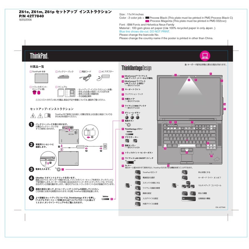 Lenovo THINKPAD Z61P Setup guide