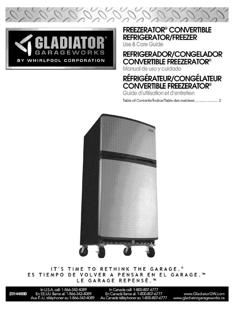 Gladiator FREEZERATOR GAFZ21XXRK02 User manual