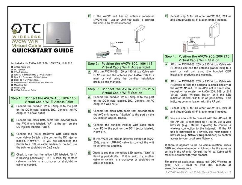 OTC Wireless AVCW 100 quick start guide