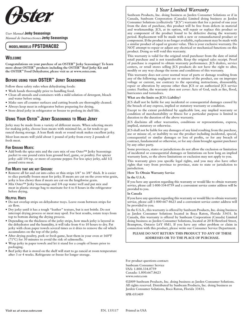 Oster FPSTDHAC02 user manual