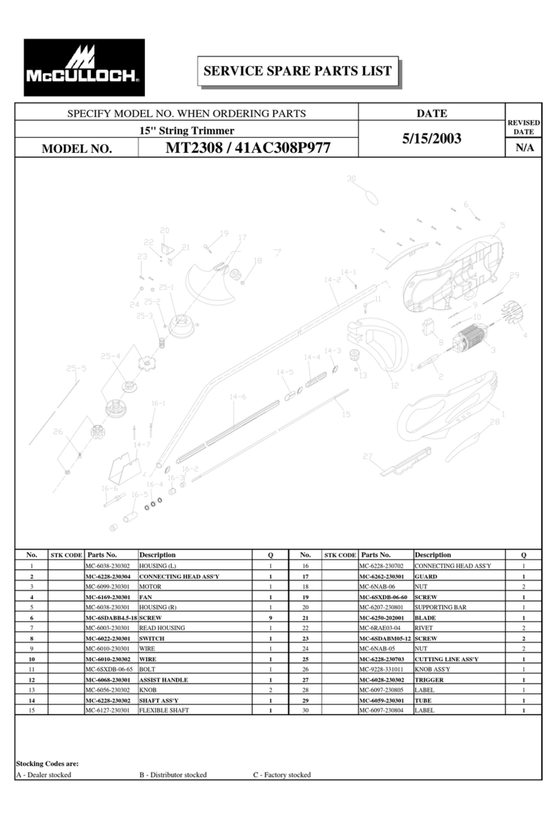McCulloch MT2308 Service spare parts list