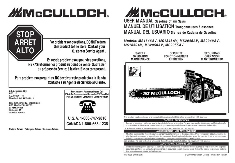 McCulloch MS1646AV User manual
