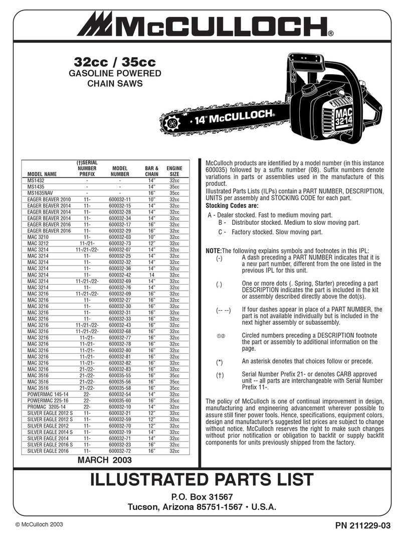 McCulloch MS1432 Illustrated parts list